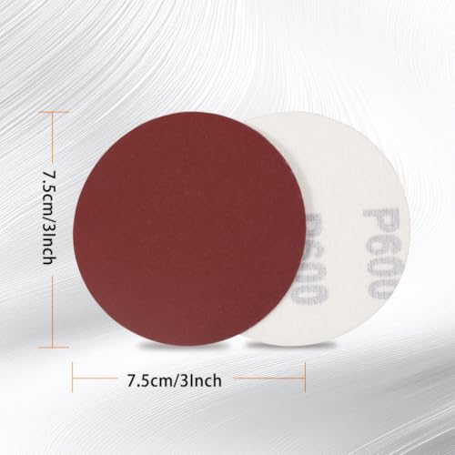 SPEEDWOX 100PCS 3" 600 Grit Sanding Discs, Hook and Loop No Hole Sandpaper - style: 600-Grit