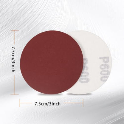 SPEEDWOX 100PCS 3" 600 Grit Sanding Discs, Hook and Loop No Hole Sandpaper - style: 600-Grit