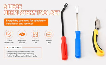 3 Pcs Upholstery Staple Remover Tool Set, High‑Carbon Steel Tack Puller Kit - color: 3pcs