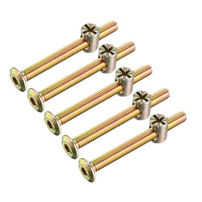 uxcell M6x60mm Furniture Bolt Nut Set Hex Socket Screw with Barrel Nuts for Beds Headboards Chairs 5 Sets