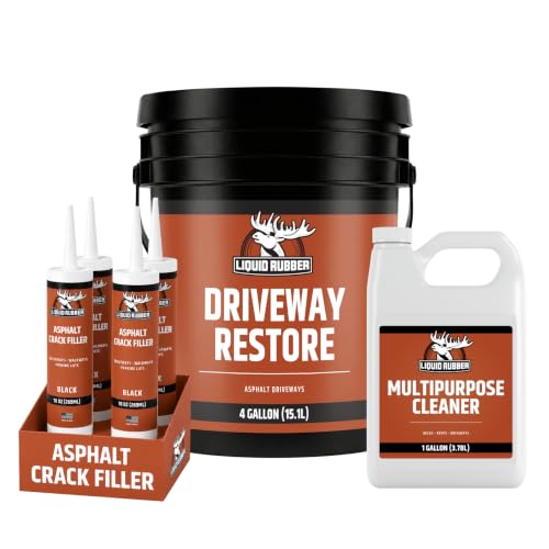 Liquid Rubber Driveway Restore Kit - Asphalt Sealer, Crack Filler & Cleaner - size: 4 Gallon Kit
