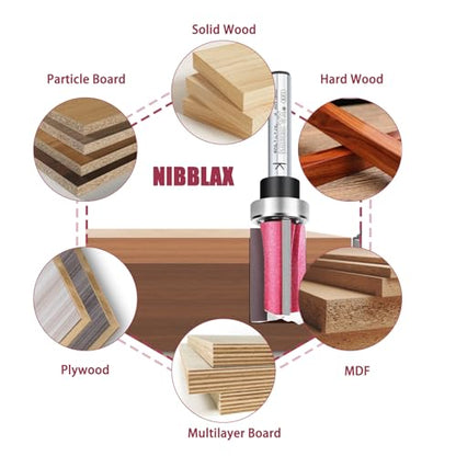 2-Flute Top Bearing Flush Trim Bit 1/4" Shank 1/4" Dia 3/4" Cut Length - size: 1/4"Dia x 3/4", style: Top Bearing