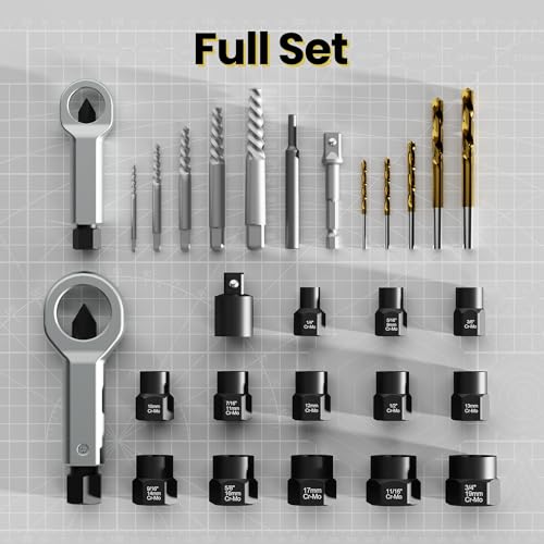 28PCS Bolt Extractor Set, Impact Nut/Bolt Removal Drill Kit - size: 28-Piece Extractor Set