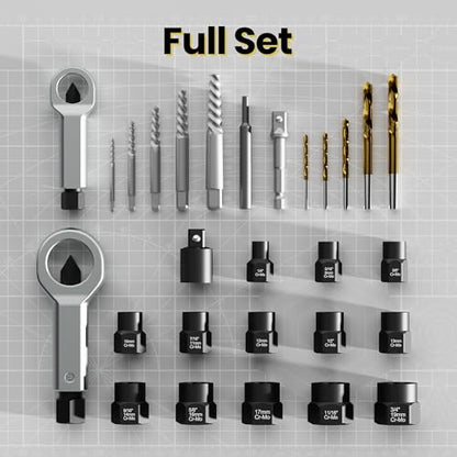 28PCS Bolt Extractor Set, Impact Nut/Bolt Removal Drill Kit - size: 28-Piece Extractor Set