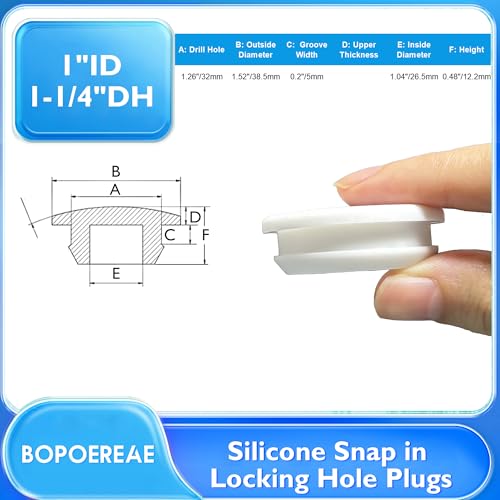 4 Pcs 32 mm Silicone Rubber Plugs for 32-33 mm (1-1/4"-1-5/16") Round Holes - color: White, size: DH:1-1/4"(32mm)
