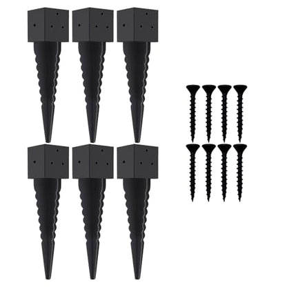 6 Pcs 16" 4"x4" Fence Post Anchor Ground Spike (Fit 3.6"x3.6") Post