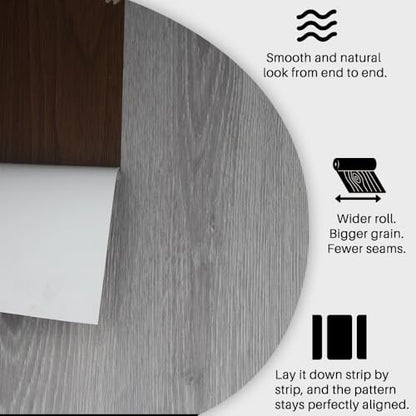 Wood Grain Peel and Stick Floor Tiles, 11.8" x 118", Soft Gray Oak - color: Ashline Rustic, size: 118"*11.8"