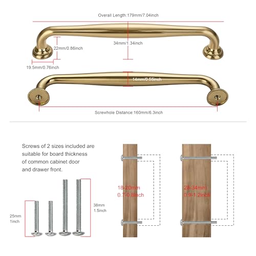 TUNNY 10 Pack Cabinet Handles-6.3"/160mm Screw Spacing Champagne Bronze Furniture Hardware Handles for Kitchen Cabinets Bedroom Dresser Wardrobe Cabinet Pulls - color: Champagne Bronze, size: 6.3"(160mm)Hole Center-10Pcs