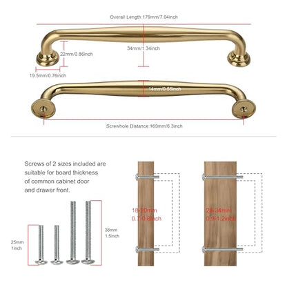 TUNNY 10 Pack Cabinet Handles-6.3"/160mm Screw Spacing Champagne Bronze Furniture Hardware Handles for Kitchen Cabinets Bedroom Dresser Wardrobe Cabinet Pulls - color: Champagne Bronze, size: 6.3"(160mm)Hole Center-10Pcs