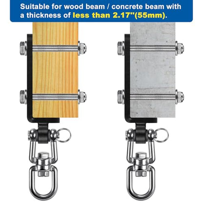 Dolibest Heavy Punching Bag Hanger, 360° Rotation I-Beam Mount for Boxing Muay Thai, Wood Beam Hook for Weight Strength Training Systems, Aerial Yoga & Hammock, Resistance Band (1000 LB Capacity) - color: Black beam hanger- 360°+ 180° rotation
