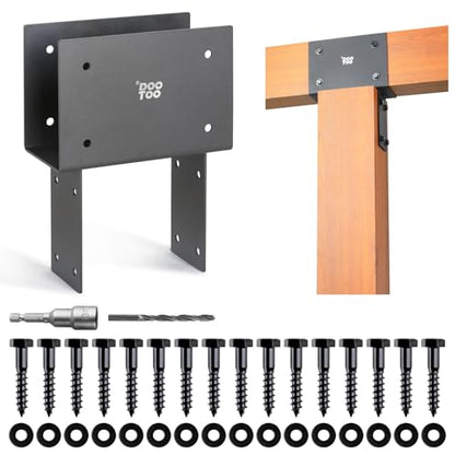 Stainless Steel Pergola Brackets, 4x6(Actual Post/5.5"x5.5" Beams/3.5"x5.5") Post to Beam Bracket, Heavy Duty Post Cap Tie Bracket for Gazebos, Decks and Porches(2pcs-Black) - size: 4x6 (Actual Post 5.5"x5.5", Beams 3.5"x5.5")
