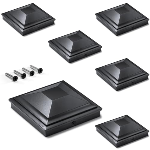 SIEDiNLAR 4x4 Post Caps Black 6 Pack, Fence Post Covers Outdoor Waterproof - color: Black, size: 4x4in, 6 Pack