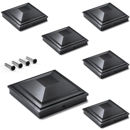 SIEDiNLAR 4x4 Post Caps Black 6 Pack, Fence Post Covers Outdoor Waterproof - color: Black, size: 4x4in, 6 Pack