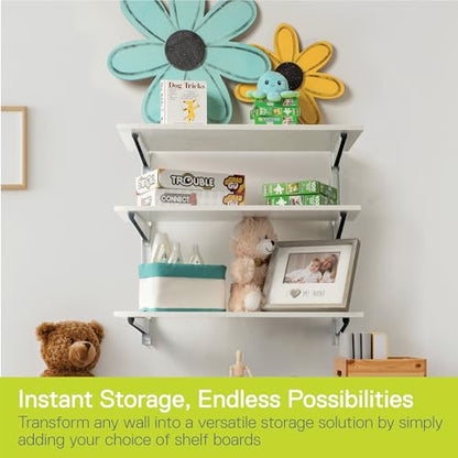 Delta Minimalistic White Shelf Brackets Cycle, Set of 6 Fully Adjustable 12-inch Heavy Duty Shelf Brackets, Holds Up to 480 lbs, Modern Shelf Bracket for Wood Shelves - style: 12" White 3-Tier Heavy Duty Rack