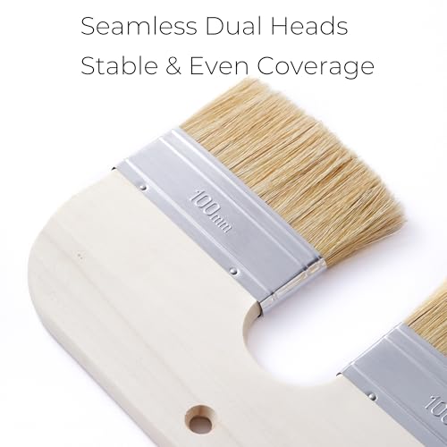 Limewash Paint Brush, 4 in Natural Bristle Double Brush