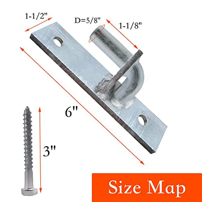 Wall Mount Gate Hinge, Sturdy Fence Gate Hinges Fence Post Chain Link Gate Hinge. 2 Pack Sturdy Wall Mount Gate Hinges with 5/8 Hinge Pin - color: Silver（2）