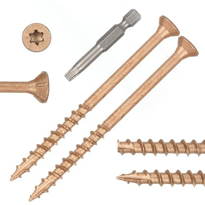 Wood Screws #10 x 3’’, T25 Star Torx Drive Flat Head Deck Screws, Brown, 58Pcs (1lb) - color: Brown, size: 10X3’’
