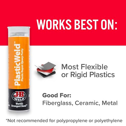 J-B Weld 8237 PlasticWeld Plastic Repair Epoxy Putty - 2 oz.