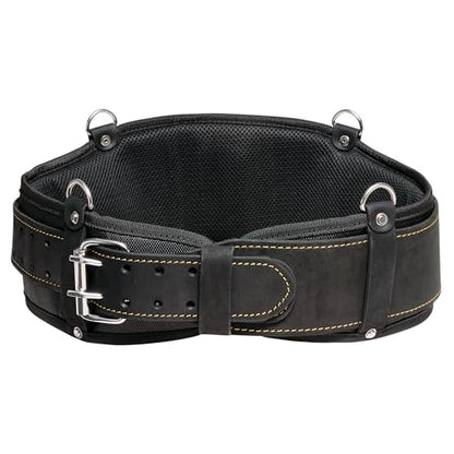 FESA Padded Leather Tool Belt with Back Support Have D-rings for Suspenders - color: Black