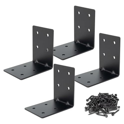 4" x 4" x 3-1/8" Heavy Duty Steel L Angle Corner Bracket, 90 Degree Support Bracket for Wood Beams Pergolas Shelves Furniture, Thickness 0.12", Max Load 160 lbs, 4 Pack - size: 4" x 4" x 3-1/8"