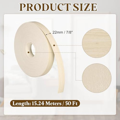 uxcell 7/8 Inchx50ft Wood Veneer Edge Banding Pre-Glued Flexible - size: 7/8 Inch x 50ft