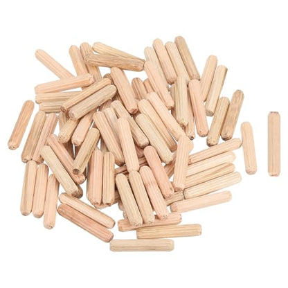 uxcell 200Pcs 1/4" x 1-1/6" Wooden Dowel Pins, Wood Dowels Rods, Furniture Woodworking Grooved Fluted Pin, Wooden Dowels Fluted for Craft, DIY Projects - size: 6 x 30mm