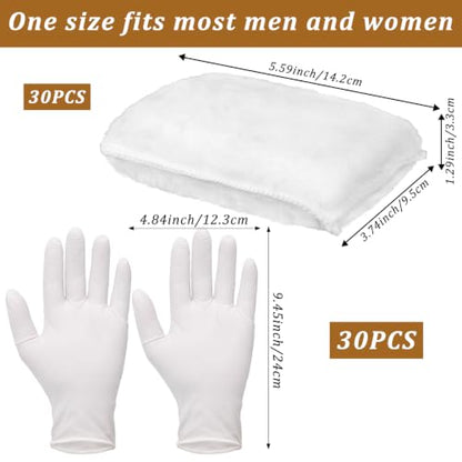 20 Pcs Wood Staining Applicator Kit Microfiber Stain Sponge Pads with Disposable Nitrile Gloves Reusable Stain Sponge Pads for Wood and Oil Based Finishes (White)