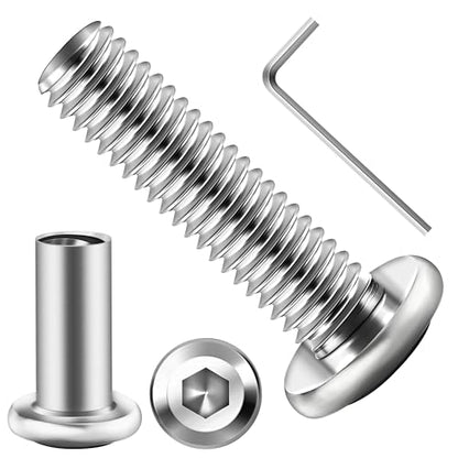 Mywish 10Sets M6 x 25mm Flat Head Hex Socket Cap Screws Bolts and Barrel Nuts Kit, 304 Stainless Steel Furniture Connector Bolts, Metric M6 Countersunk Binding Screws for Crib Cabinet with Hex Spanner - size: M6 x 25mm