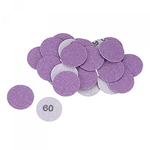 uxcell 25Pcs 1-Inch Purple Sanding Discs 60 Grits Hook and Loop Professional Aluminum Oxide Sand Paper Mini Size for Wood Metal Paint Finishing - style: 60 Grit
