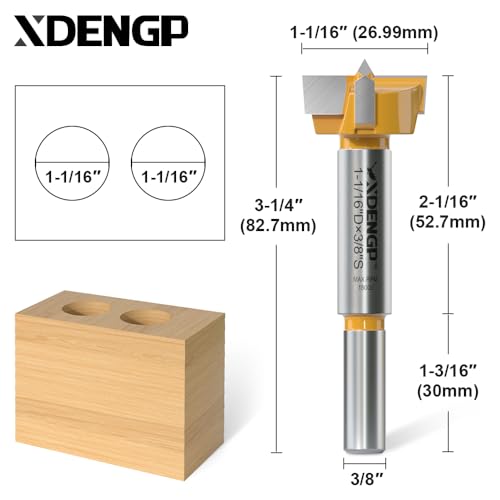 Forstner Bit 3/8 inch Shank, 1-1/16 inch Cutting Diameter, Forstner Drill Bit for Woodworking, Drilling Hole Saw Set, Auger Opener, Hinge Hole Cutter for Plastic, Plywood Products - size: 1-1/16"Diameter,3/8"Shank