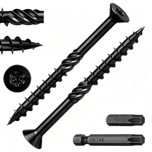 Wensilon 5/16 * 4" Black Deck Screws 39pcs 2lbs 8x100mm Lag Screws - color: Black, size: 5/16*4"