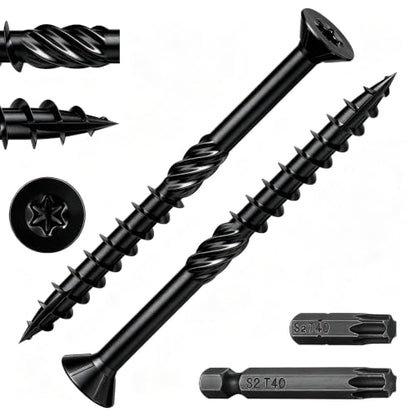 Wensilon 5/16 * 4" Black Deck Screws 39pcs 2lbs 8x100mm Lag Screws - color: Black, size: 5/16*4"