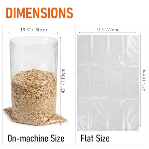 709563 Thickened Dust Collector Bags 31"x43" (19.5" Dia) - 6 Mil Clear Plastic Woodworking Dust Collection Bag for JET, Grizzly, Harbor Freight Central Machinery Dust Collectors(2 Pack) - style: 2 pack