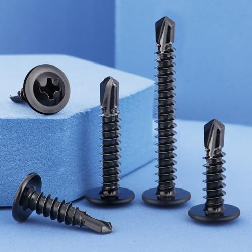 VGBUY 220Pcs #8 x 1/2" Self Drilling Screws for Metal,410 Stainless Steel Black Zinc Plated,Self Tapping Sheet Metal Screws,Modified Truss Head - color: Black Modified Truss Head, size: #8 x 1/2 inch