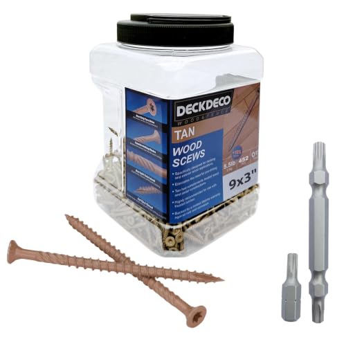 Wood Screws #9 x 3 Exterior Deck Screws436pcs(Approx) 5.5 lb/Box - size: #9x3"