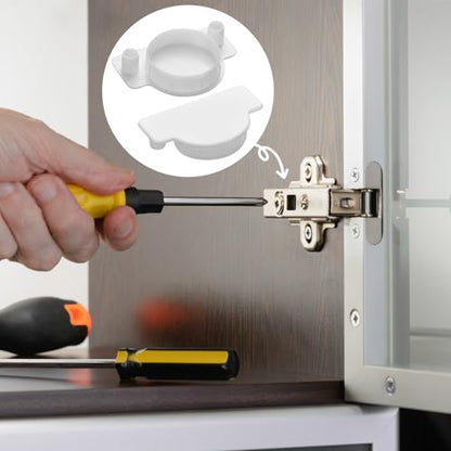Nuanchu 10 Pcs Cabinet Hinge Hole Plugs 1-3/8" White Door Hinge Cover Plug