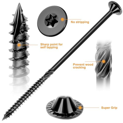 VIGRUE Deck Screws, Wood Screws - Star Drive Decking Screws for Timber, Log, Landscaping Wood, Rust-Resistant, Easy to Install, DIY Projector & Wood Working (50PCS #14X6) - style: 50PCS #14-6 deck screws