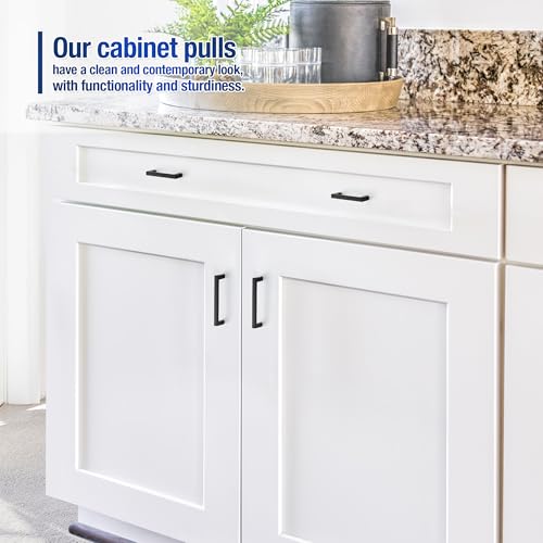 JOY DECOR Matte Black Cabinet Pulls Slim Square Handles 3-3/4 Inch, 30 Pack - size: 3-3/4 Inch Hole Center