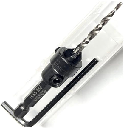 FTG USA #6 (9/64") Countersink Drill Bit for Wood with Tapered Drill Bits - size: #6, style: with Depth Stop