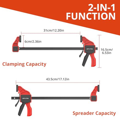 GETLITOOL 2PCS 12-Inch Bar Clamps for Woodworking 165LBS Clamping Force
