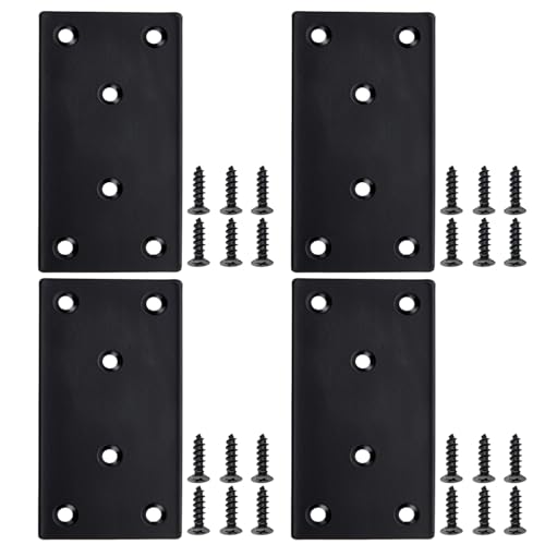 4 PCS Mending Plate Flat Bracket 100x50 mm Heavy Duty Metal Brace Steel Straight Brackets Repair Plate Fixing Bracket for Wood Shelf Cabinet Furniture