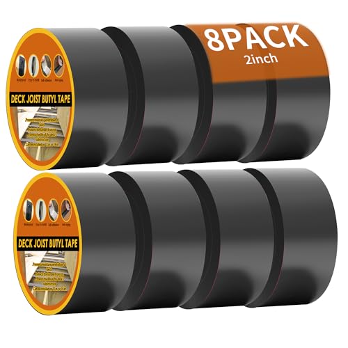 Butyl Joist Tape for Decking 2''×50', 8 Rolls Waterproof Deck Tape - size: 8pack 2" x 50'