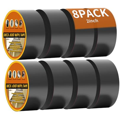 Butyl Joist Tape for Decking 2''×50', 8 Rolls Waterproof Deck Tape - size: 8pack 2" x 50'