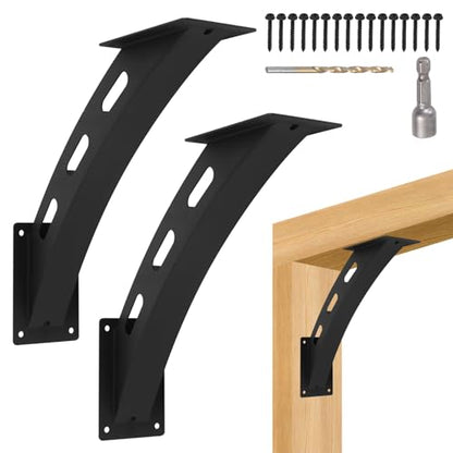 2 Pcs 45 Degree Angle Support Brackets for Wood Post, Black Powder Coated - size: 2 Pieces
