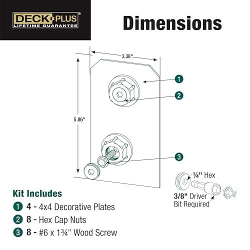 Deck Plus Ironwood Faux Post Base Kit, 4in x 4in, 1 Kit, Black