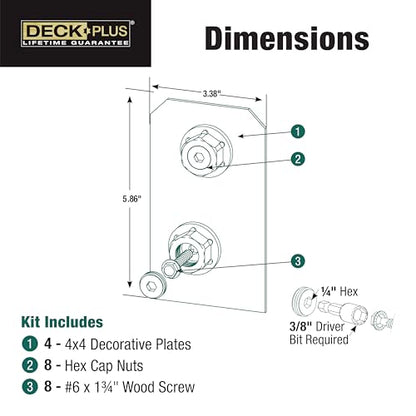 Deck Plus Ironwood Faux Post Base Kit, 4in x 4in, 1 Kit, Black