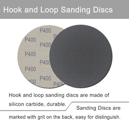 6 Inch 50 Pcs Wet Dry Hook and Loop Sanding Discs, No Hole, 400 Grit - style: Grit 400