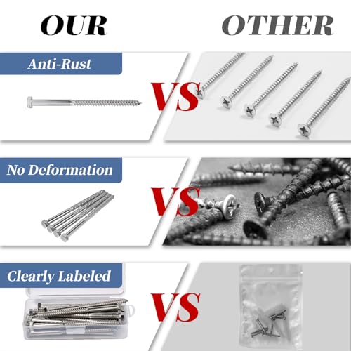3/8-16x6 Inch Hex Head Lag Bolts, 304 Stainless Steel Wood Screws, 20PCS - size: 3/8" x 6"