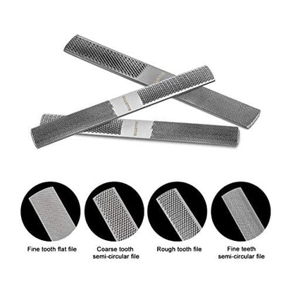 Wood Rasp 2 Packs with Premium Grade High Carbon Hand File and Round Rasp, Half Round Flat & Needle Files. Best Wood Rasp Set for Sharping Wood and Metal Tools