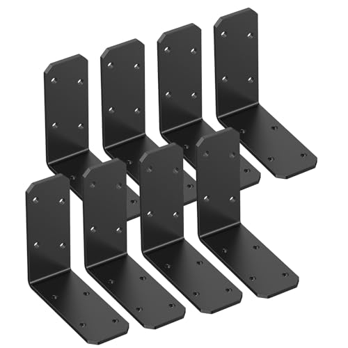 3"x3"x1.2" Steel L Bracket, 3mm Thick Black Angle Brackets 8-Pack - color: Black-8 Pcs